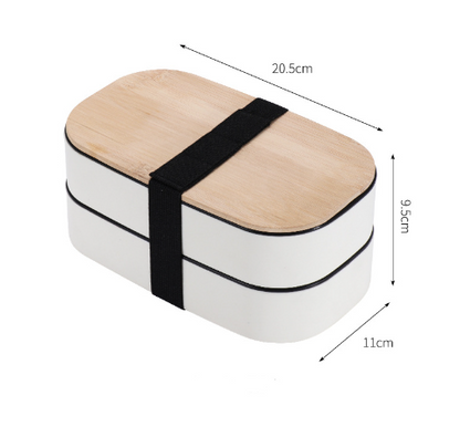 Japanese Style Double-Layer Bento Lunch Box with Natural Bamboo Lid & Portable Cutlery Set (Leak-Proof & Eco-Friendly)