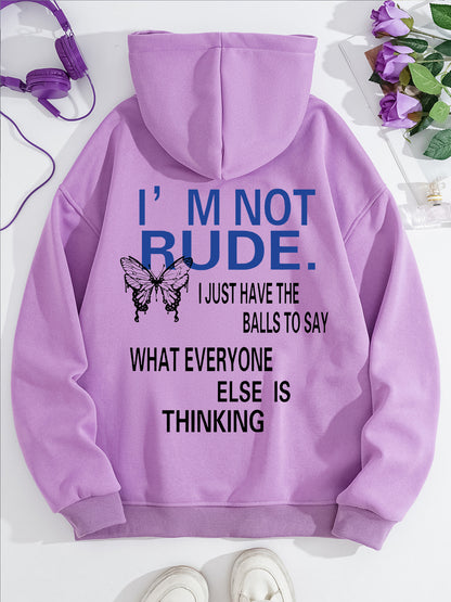 Funny Quote Print Fleece Hoodie | Beige Kangaroo Pocket Pullover for Men & Women