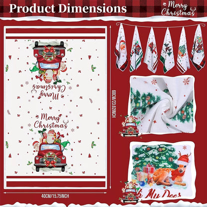 Christmas Kitchen Towels - Decorative Absorbent Dish Cloths for Holiday Decor