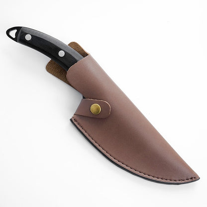 Professional Handmade Forged Butcher Knife - 5.5" High Clad Steel Boning Knife with Leather Sheath (Serbian Style Chef Knife)