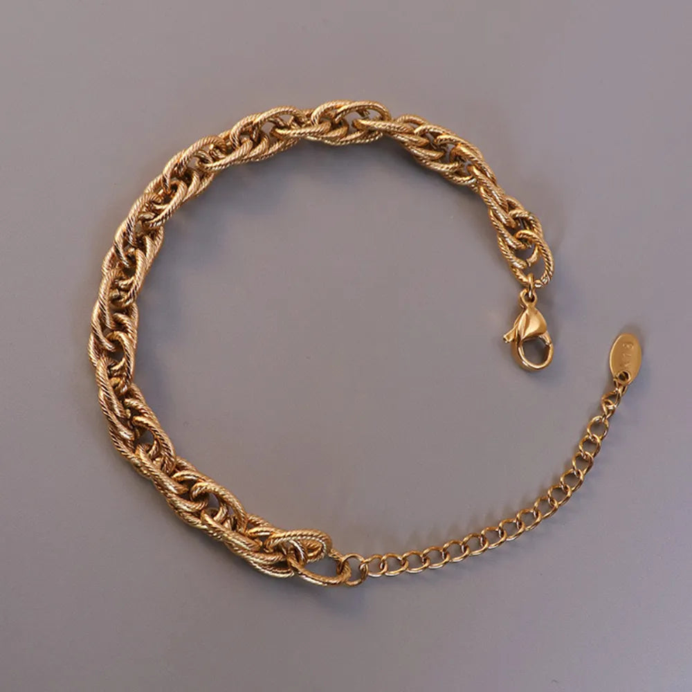 Elegant Titanium Steel Thick Chain Link Bracelet for Women