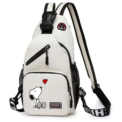 Snoopy Cartoon Print Crossbody Sling Bag - Large Capacity Chest Pack & Shoulder Backpack