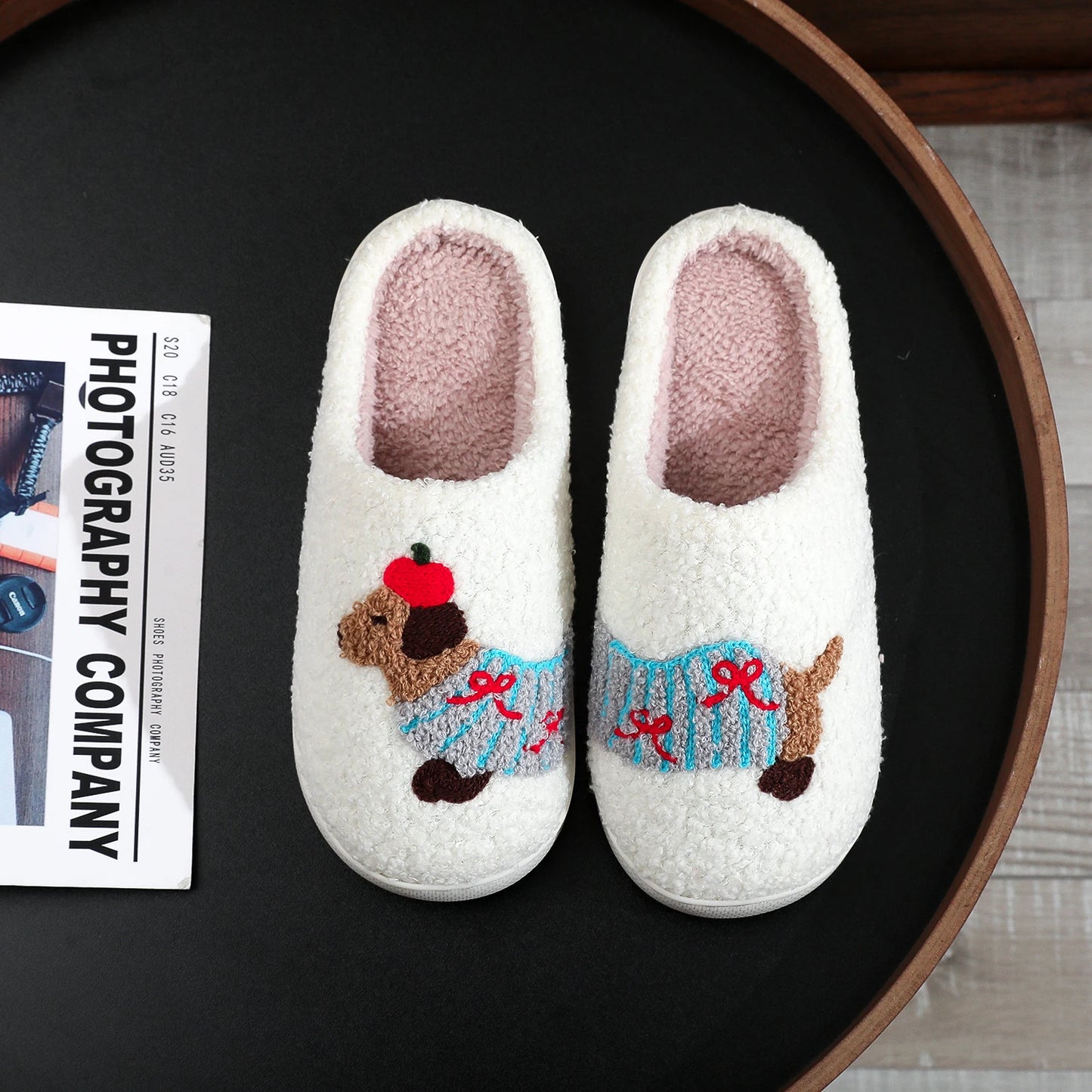 Warm Thick-Soled Woolen Cotton Slippers for Dog Lovers