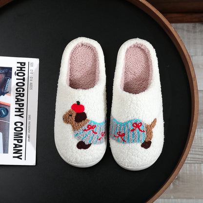 Warm Thick-Soled Woolen Cotton Slippers for Dog Lovers