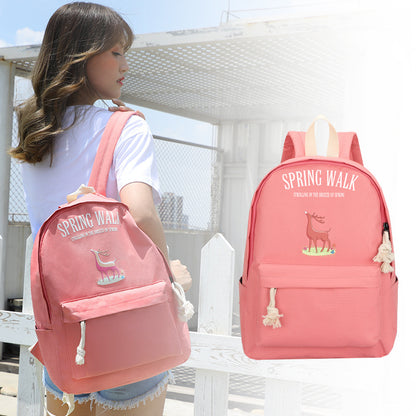 Creative Pink Oxford Cloth Anime Backpack for Primary & Middle School Students