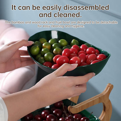Elegant Double Layer Bamboo Fruit Bowl with Ventilation for Fresh Produce