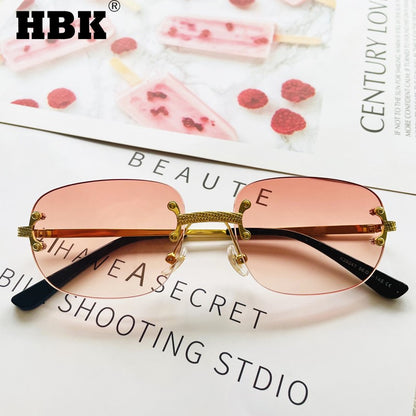 Retro Rimless Square Sunglasses - Luxury Frameless Eyewear for Men & Women