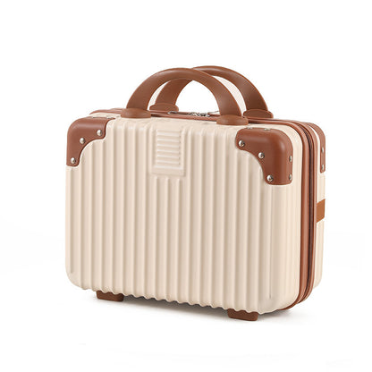 Vintage Luggage Mini Makeup Case | 14-Inch Small Storage Lock Box