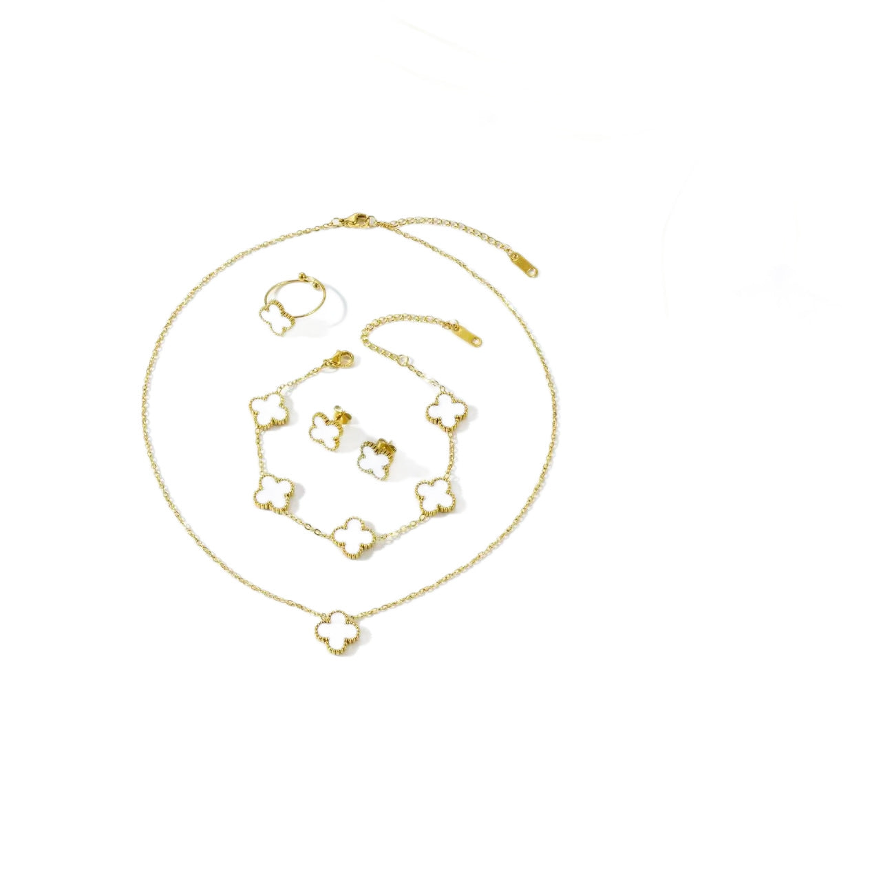 Luxury Four-Leaf Clover Chain Bracelet - Minimalist Lucky Flower Jewelry