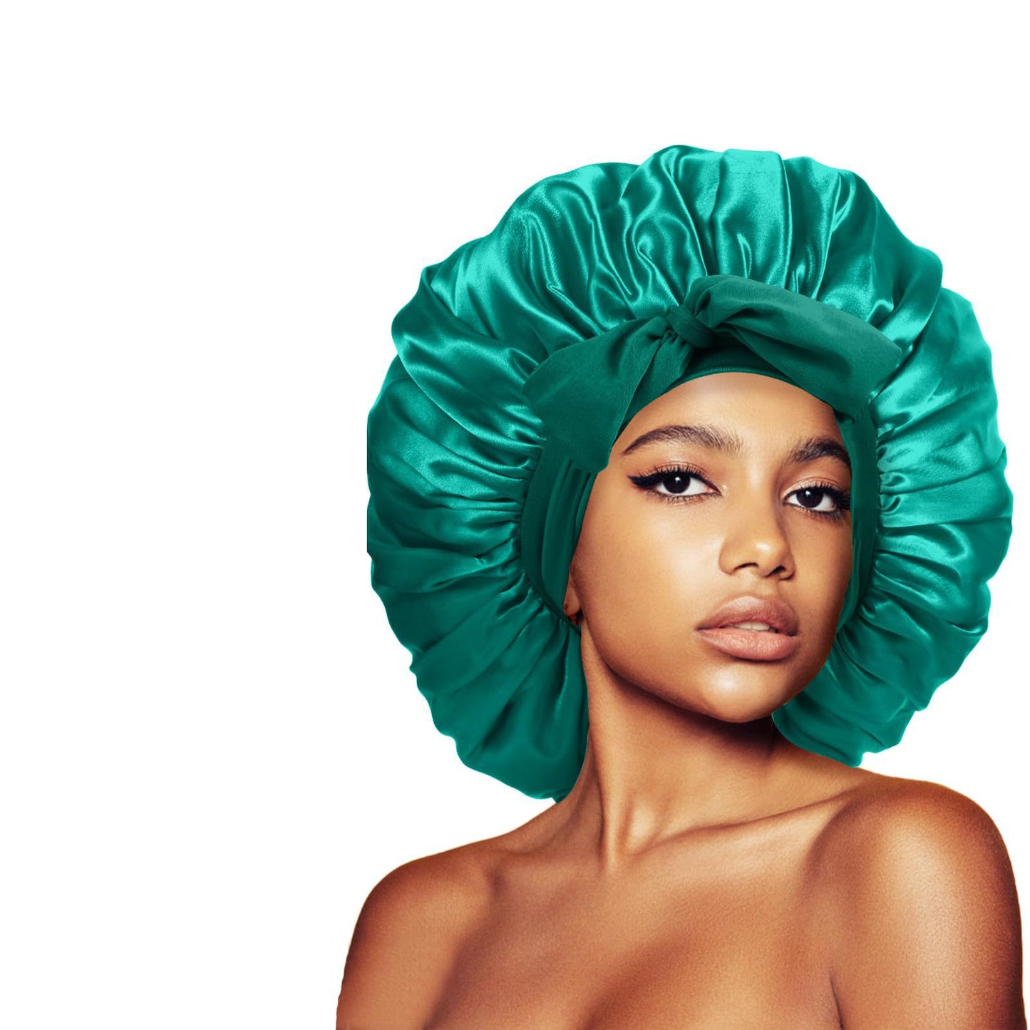 Wide-Brimmed Satin Bonnets with Elastic Ribbon Bow | Solid Color Hairdressing Sleep Cap