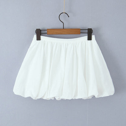 Women's Sweet Voluminous Bubble Skirt - Trendy White Summer Bottoms