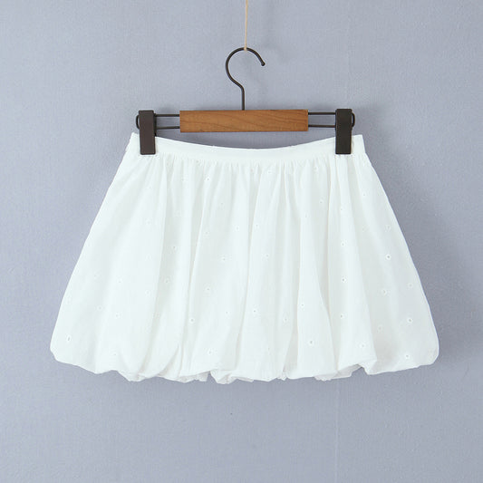Women's Sweet Voluminous Bubble Skirt - Trendy White Summer Bottoms