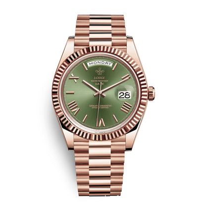 Luxury Gold-Tone Business Watch - Elegant Calendar Wristwatch for Men