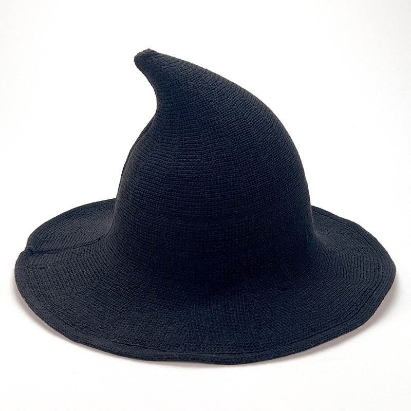 Knitted Pointed Top Witch Hat | Wide Brim Halloween Party