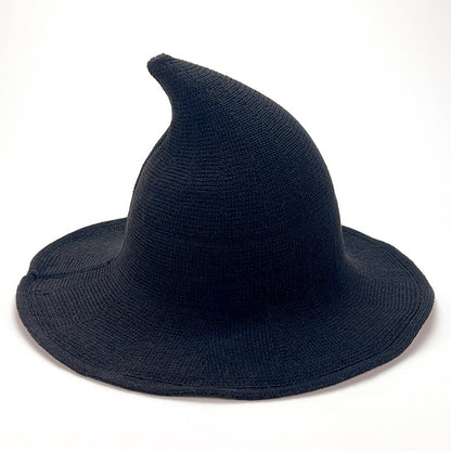 Knitted Pointed Top Witch Hat | Wide Brim Halloween Party