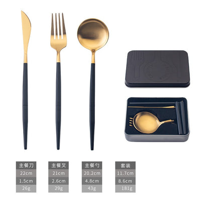 Portable 304 Stainless Steel Cutlery Set - Luxury Folding Knife, Fork, Spoon & Chopsticks