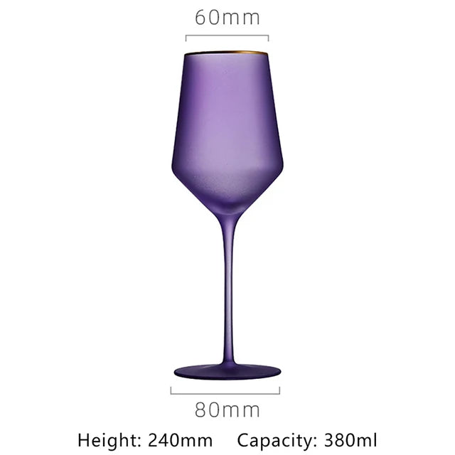 Elegant Frosted Matte Wine Glass with Gold Rim - Luxury Colorful Party Goblets