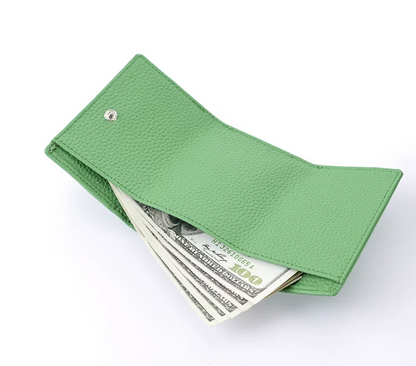 Slim Genuine Leather RFID Wallet with Money Clip and Card Slots