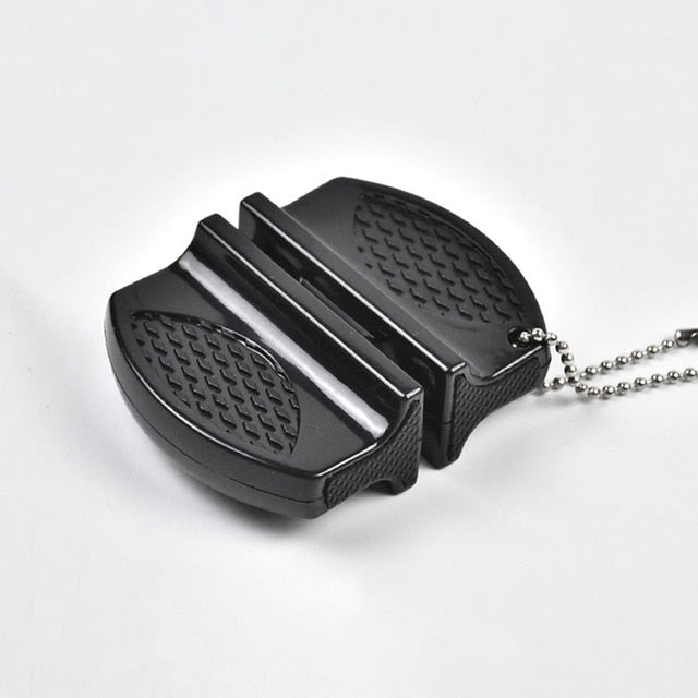 ONEUP Mini Portable Knife Sharpener - Two-Stage Tungsten & Ceramic Rod Sharpener with Butterfly Grip (Quick & Easy Sharpening)