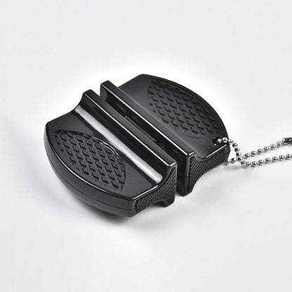 ONEUP Mini Portable Knife Sharpener - Two-Stage Tungsten & Ceramic Rod Sharpener with Butterfly Grip (Quick & Easy Sharpening)