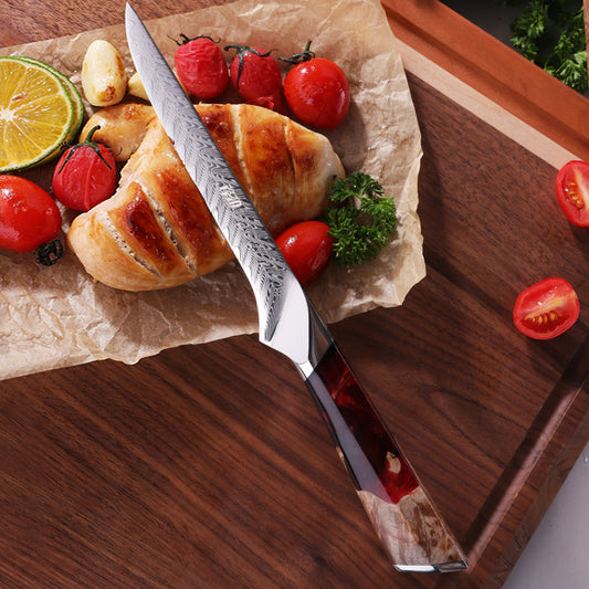 Fengjin Yaoying Series Boning Knife with Damascus Pattern and Resin Handle