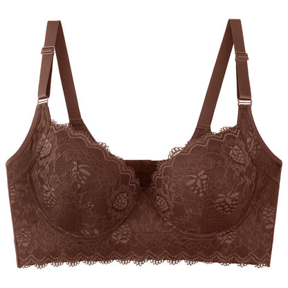 Anti-Sagging Lace Underwire Bra with Side Support for Large Bust