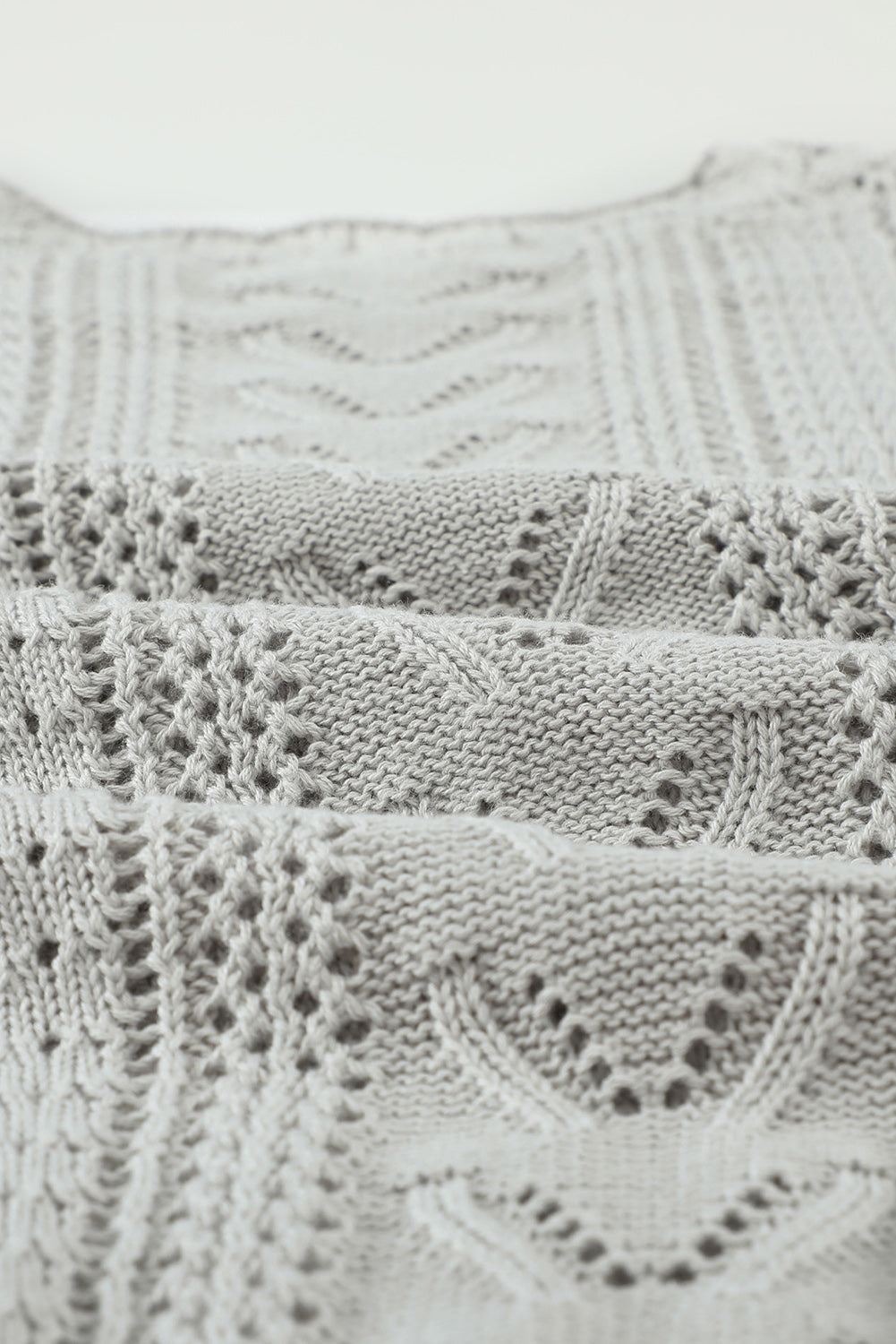 Boho Chic Crochet Knit Sweater - Breezy White Pointelle Pullover