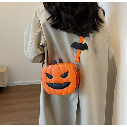 Halloween Funny Pumpkin Crossbody Shoulder Bag (Contrast Color)
