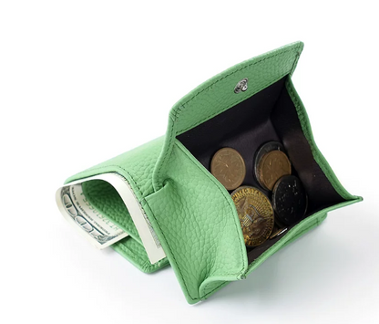 Slim Genuine Leather RFID Wallet with Money Clip and Card Slots