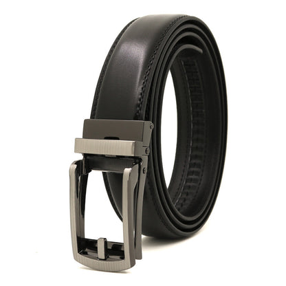 Men's Automatic Buckle Ratchet Belt | Premium Two-Layer Cowhide Leather Click Belt