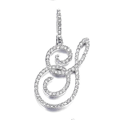 Iced Out Initial Letter Pendant Cuban Chain Necklace