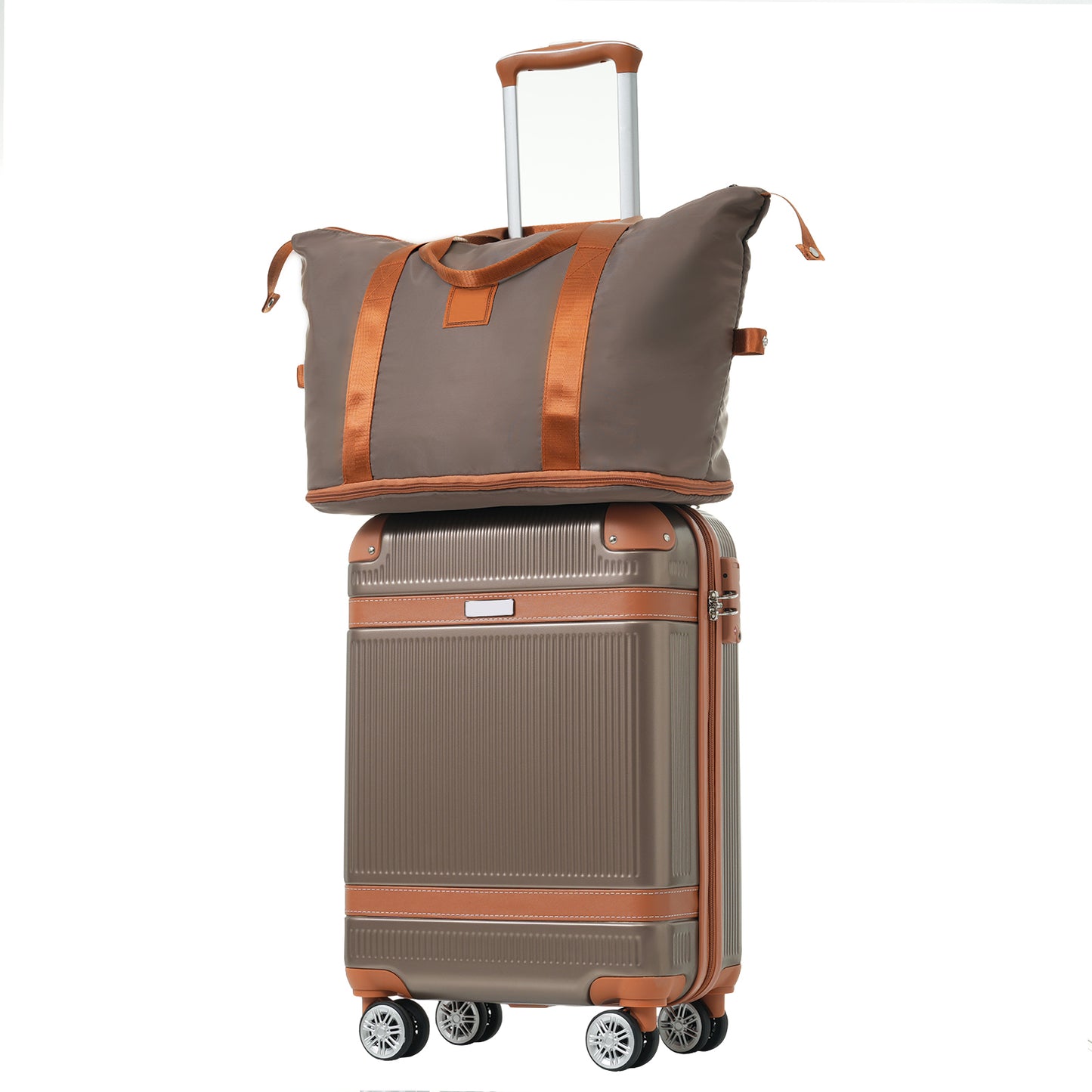 3-Piece Hardshell ABS Suitcase Set with Double Spinner Wheels & TSA Lock - Copper