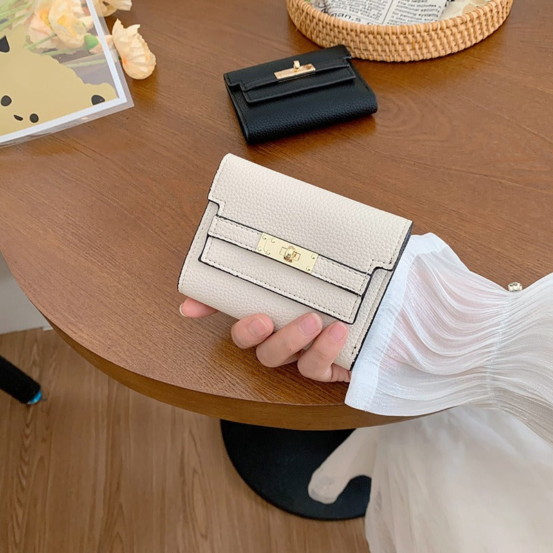 Women's Premium Small Wallet with Gold-Tone Buckle Closure - Instagram Style