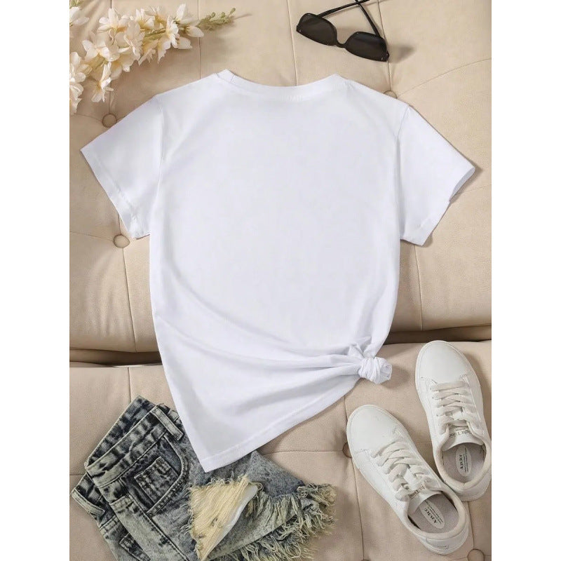 Women's Casual Seven Star Ladybug Graphic Tee - White T-Shirt