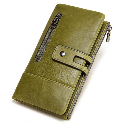 Fashion Ladies Wallets Leather Casual Long Phone Bags First Layer Leathern