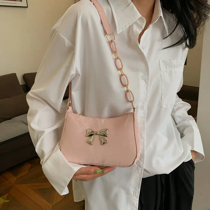 Mini Bow Accent PU Leather Crossbody Bag (Multiple Colors)