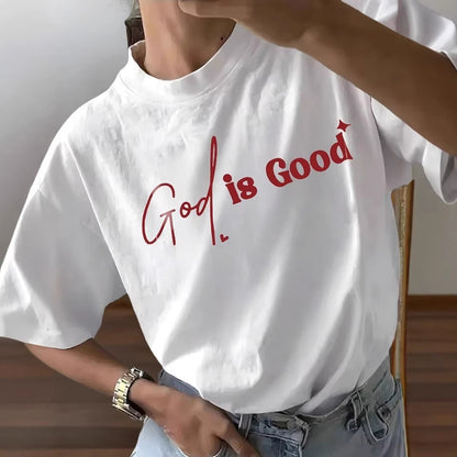 Christian Faith Graphic Tee - Casual White Round Neck T-Shirt