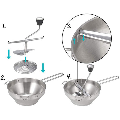 Stainless Steel Food Mill / Vegetable and Fruit Grinder with Interchangeable Discs