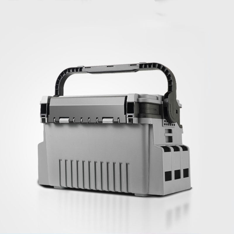 Portable 2-Layer Fishing Tackle Box with Rod & Cup Holder