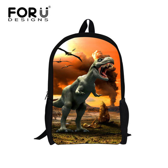 3D Dinosaur Print School Backpack for Boys - Orthopedic Kids Satchel & Schoolbag