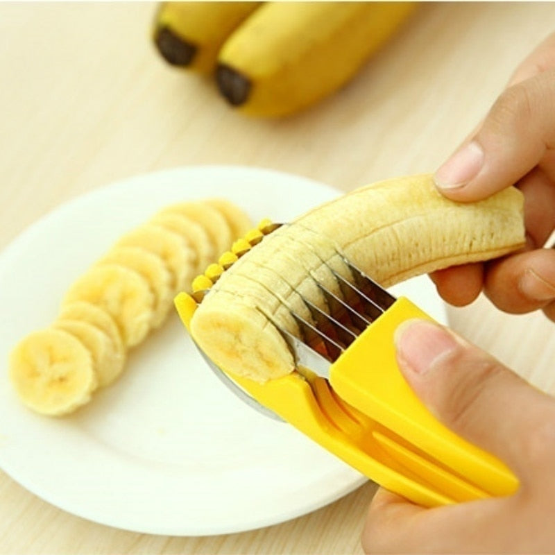 Stainless Steel Multi-Blade Banana Slicer - Handy Fruit & Vegetable Cutter for Salads, Desserts & Healthy Snacks