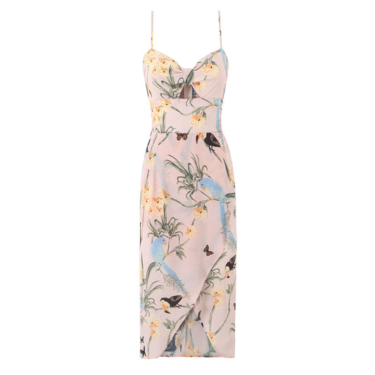 Sexy One-Shoulder Cut-Out Maxi Dress – Chic Sleeveless Ribbon Tie Bodycon Party Dress
