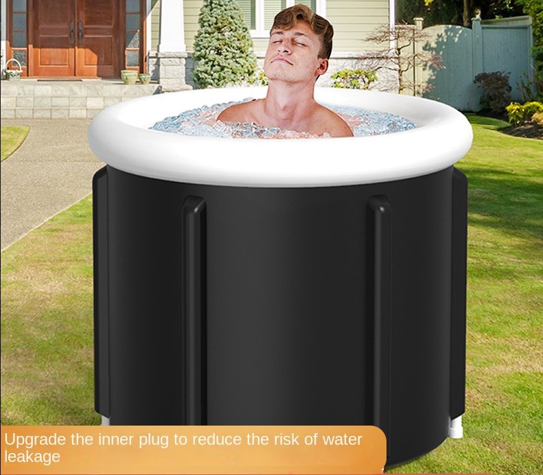 Large Household Foldable Black PVC Padded Ice Bath Bucket/SPA Bathtub
