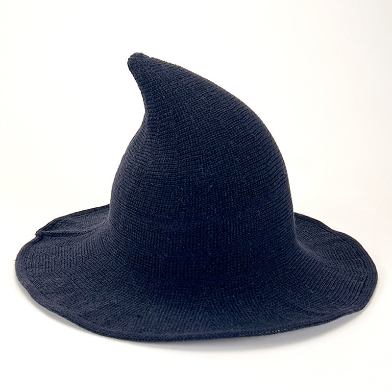 Knitted Pointed Top Witch Hat | Wide Brim Halloween Party