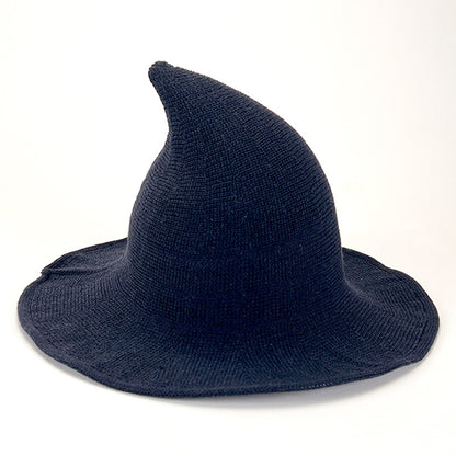 Knitted Pointed Top Witch Hat | Wide Brim Halloween Party