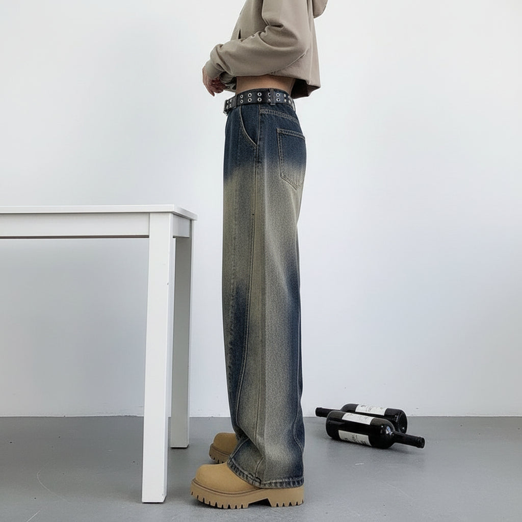 Retro Baggy Denim Pants - Casual Loose Fit Straight Jeans for Men