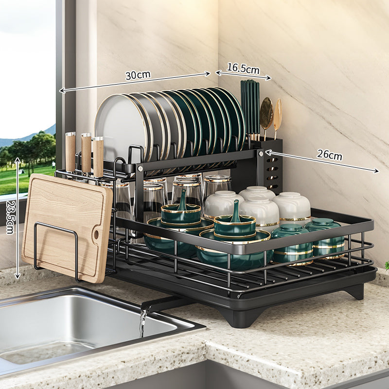 Premium Adjustable Stainless Steel Dish Drying Rack - Multi-Functional Kitchen Sink Organizer & Plate Holder (Rust-Proof)