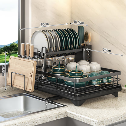 Premium Adjustable Stainless Steel Dish Drying Rack - Multi-Functional Kitchen Sink Organizer & Plate Holder (Rust-Proof)