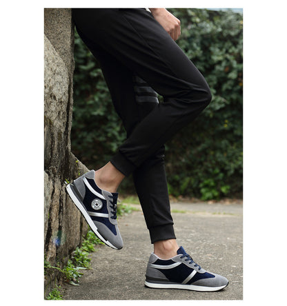 Men's Sports Casual Shoes Korean Style Men's Shoes Hidden Internal Height Increase 8CM Suede Vintage Running Shoes Men