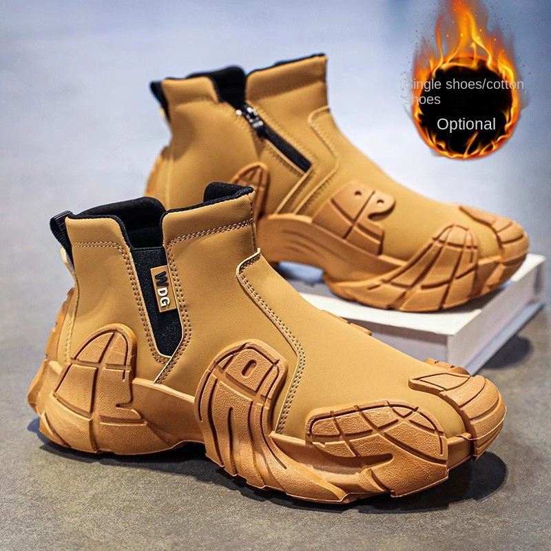 Heavy Duty Men's Waterproof Martin Boots – Anti-Slip Labor Protection Shoes with Plush Warm Lining